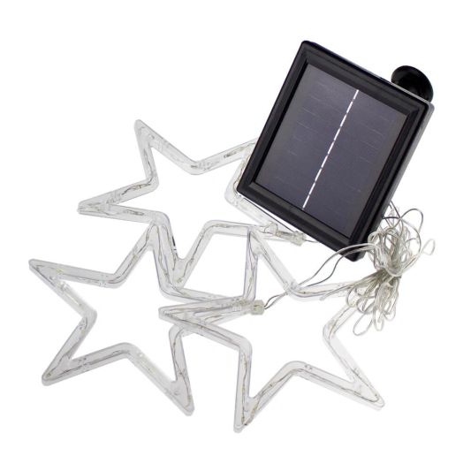 Solar kerstster op zonne-energie - Lichtsnoer met 3 sterren en warm wit licht