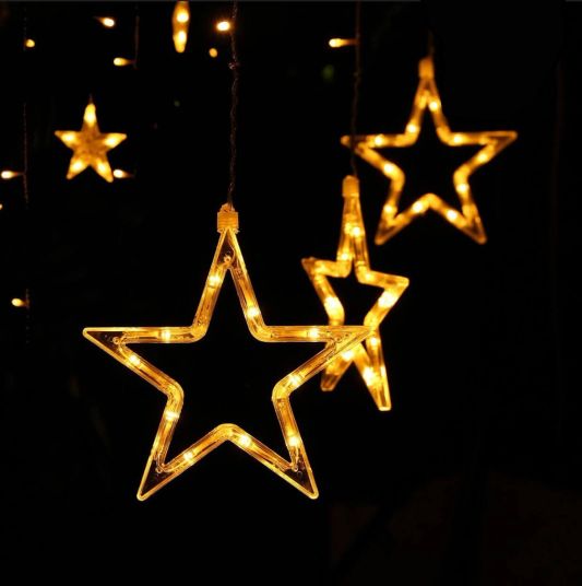 Solar kerstster op zonne-energie - Lichtsnoer met 3 sterren en warm wit licht