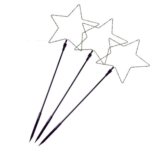 Solar kerstster priklamp op zonne-energie - 3 stervormige priklampen met warm wit licht