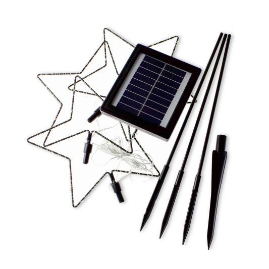 Solar kerstster priklamp op zonne-energie - 3 stervormige priklampen met warm wit licht