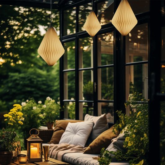 Solar lampion en hanglamp Lima met warm wit licht