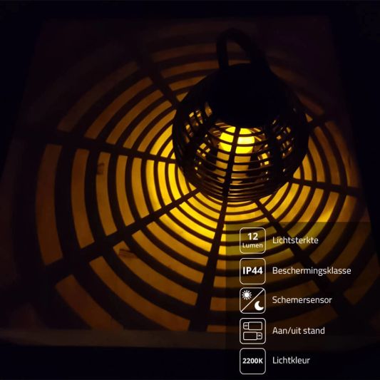 Solar Lantaarn Basket Medium Rotanlook lamp op zonne energie 2017