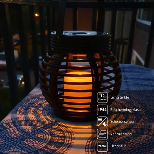 Solar Lantaarn Basket Small Rotanlook lamp op zonne energie