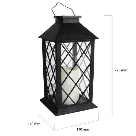 Solar Lantaarn Candle II zwart met kaars buitenlamp op zonne energie