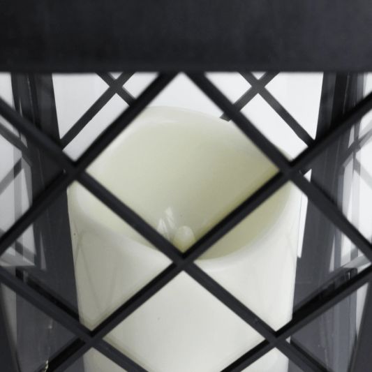 Solar Lantaarn Candle II zwart met kaars buitenlamp op zonne energie