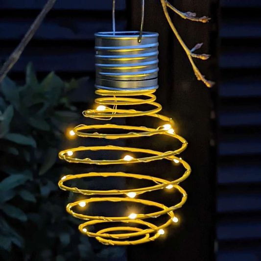 Solar LED hanglamp Fiesta Yellow op zonne energie - Set van 9