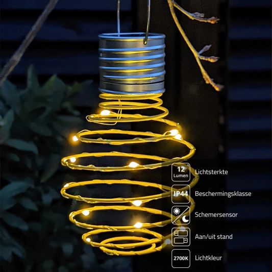 Solar LED hanglamp Fiesta Yellow op zonne energie - Set van 9