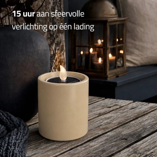 Solar led kaars met houder Lys