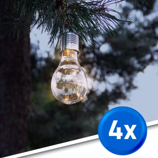 Solar LED lamp Eddy gloeilamp deco - set van 4 - op zonne energie