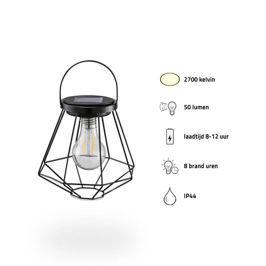 Solar LED lamp Vogue zwarte buitenlamp op zonne energie