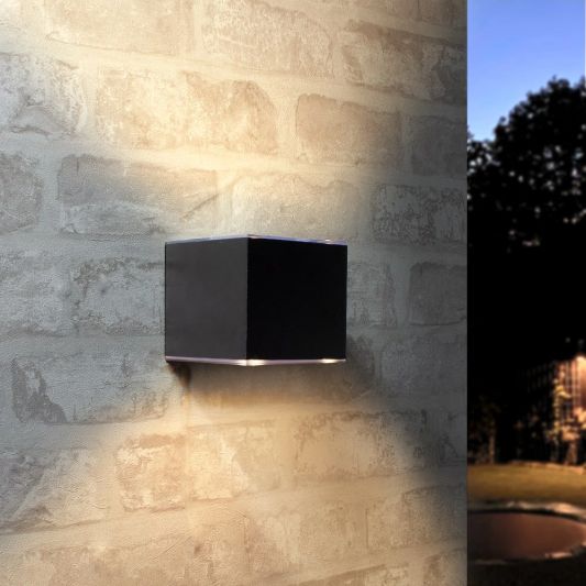 Solar LED wandlamp up downlight Emme recht - Voordeelset van 2 stuks