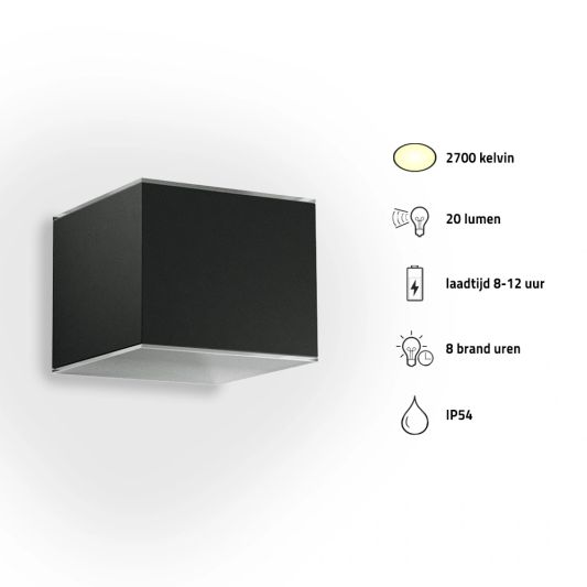 Solar LED wandlamp up downlight Emme recht - Voordeelset van 2 stuks