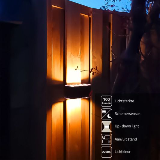 Solar LED wandlamp up downlight Olaf - voordeelset van 3