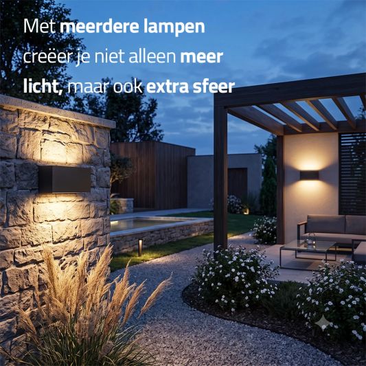 Solar LED wandlamp up downlight Olaf - voordeelset van 2