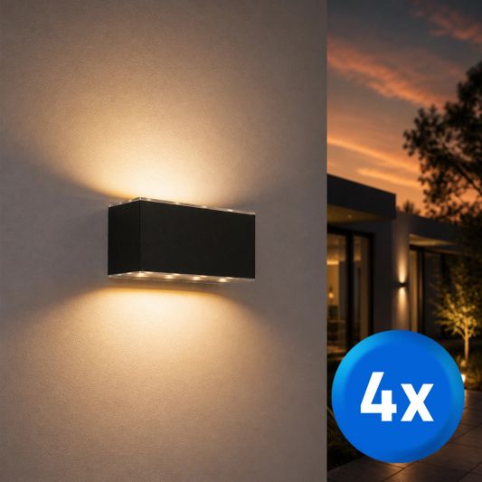 Solar LED wandlamp up downlight Olaf - voordeelset van 4