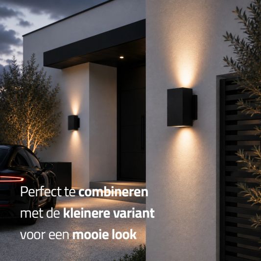Solar LED wandlamp up downlight Sverre recht - XL versie - extra groot