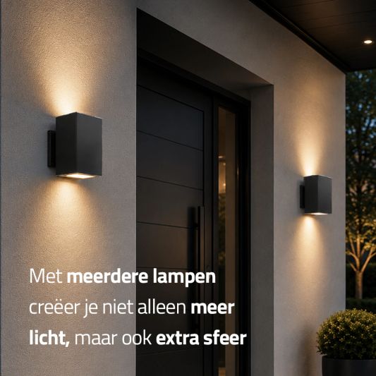 Solar LED wandlamp up downlight Sverre recht - XL versie - extra groot - set van 2