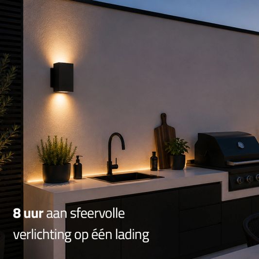 Solar LED wandlamp up downlight Sverre recht - XL versie - extra groot - set van 2