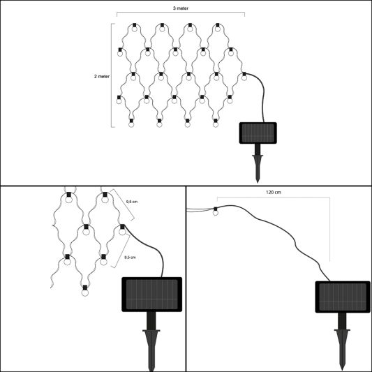 Solar lichtnet Dasher - Solar kerstverlichting warm wit licht