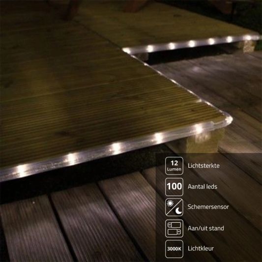 Solar lichtslang Rope met los solarpaneel Buiten ledstrip op zonne energie