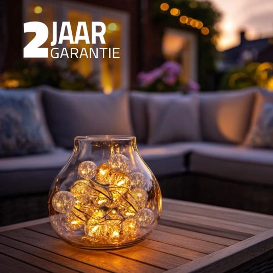 Solar lichtslinger Bubble met 50 warm witte led lampen