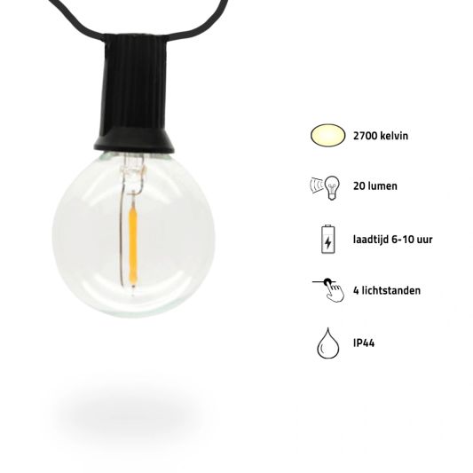 Solar lichtslinger Chain met 10 led filament lampen