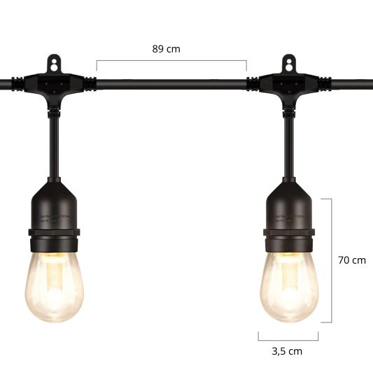 Solar lichtslinger Chain met 15 led filament lampen