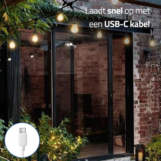 Solar lichtslinger Chain met 30 warm witte led filament lampen