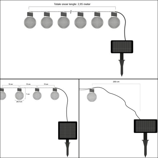 Solar lichtslinger Diamond met 20 warm witte led lampen