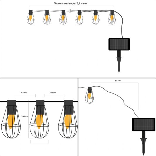 Solar kerstslinger Freya met 10 warm witte led lampen