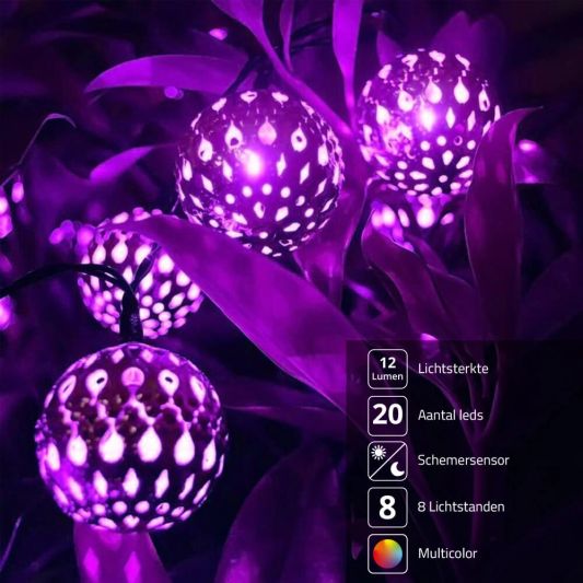 Solar lichtslinger Marrakech met 20 multicolor led lampen