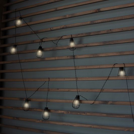 Solar lichtslinger Pendel met 8 warm witte LED filament lampen