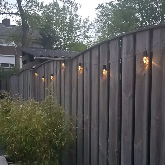 Solar lichtslinger Pendel met 8 warm witte LED filament lampen