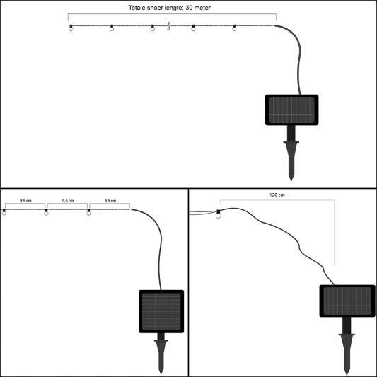 Solar kerstslinger Twinkle met 300 leds in koperdraad