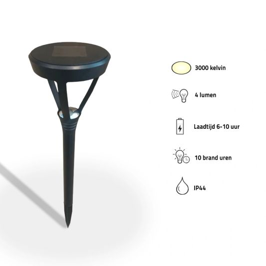 Solar priklamp Birdie zwart met warm wit licht