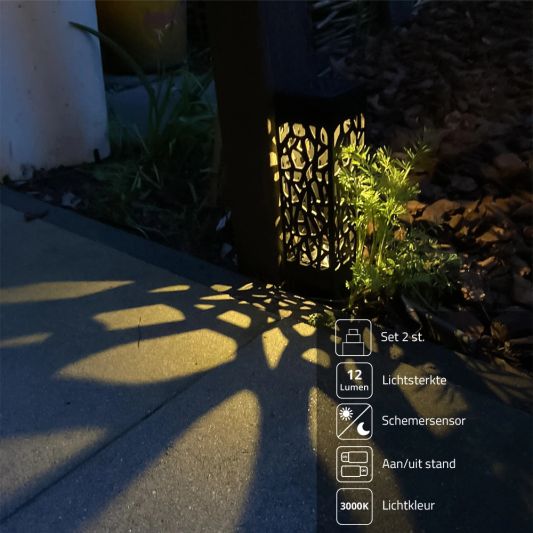 Solar priklamp Bogey met warm wit licht set van 2