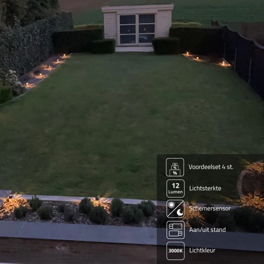 Solar priklamp Bogey met warm wit licht voordeelset van 4