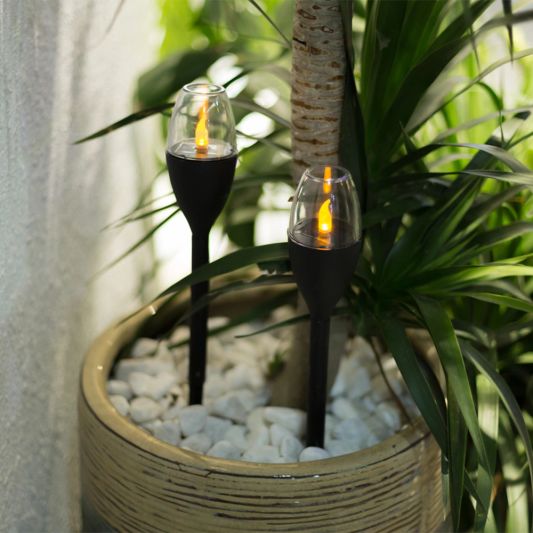 Solar priklamp Chandelle op zonne-energie - Decoratieve solarlamp met kaarslicht - Set van 2