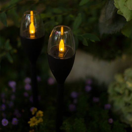 Solar priklamp Chandelle op zonne-energie - Decoratieve solarlamp met kaarslicht - Set van 2