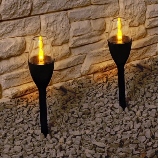 Solar priklamp Chandelle op zonne-energie - Decoratieve solarlamp met kaarslicht - Set van 2