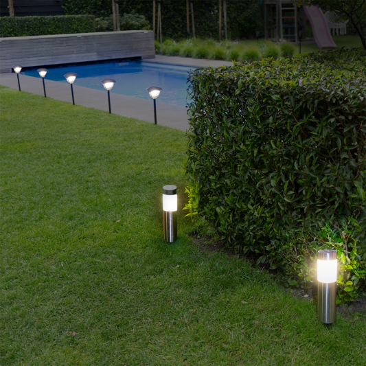 Solar priklamp Lucifer RVS padverlichting op zonne-energie (2 stuks)