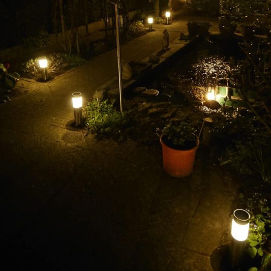 Solar priklamp Lucifer RVS padverlichting op zonne-energie (4 stuks)