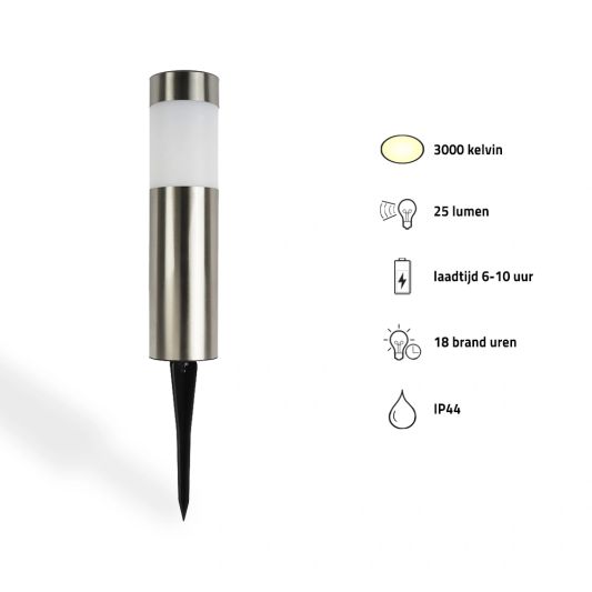 Solar priklamp Lucifer RVS padverlichting op zonne-energie (4 stuks)