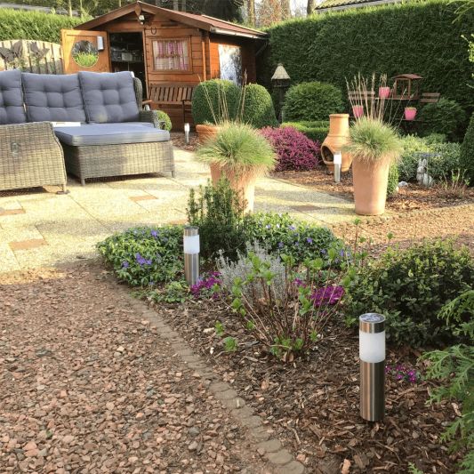 Solar priklamp Lucifer RVS padverlichting op zonne-energie (4 stuks)