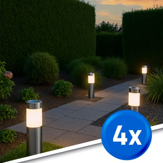 Solar priklamp Lucifer RVS padverlichting op zonne-energie (4 stuks)