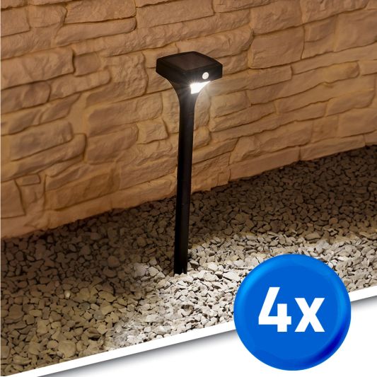 Solar priklamp Move padverlichting II zwart met bewegingssensor set van 4 stuks
