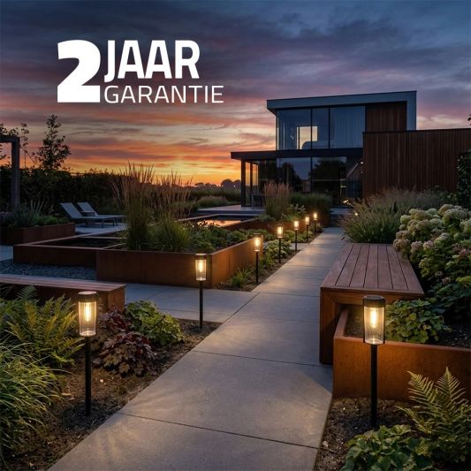 Solar priklamp Nero - Met grondspies - Tijdloos design - set van 8