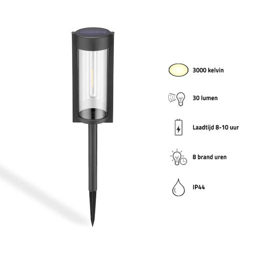 Solar priklamp Nero - Met grondspies - Tijdloos design - set van 8