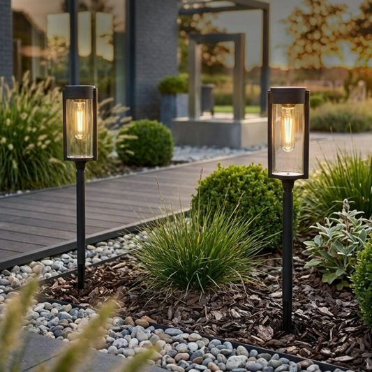 Solar priklamp Nero - Met grondspies - Tijdloos design - set van 8