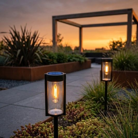 Solar priklamp Nero - Met grondspies - Tijdloos design - set van 8